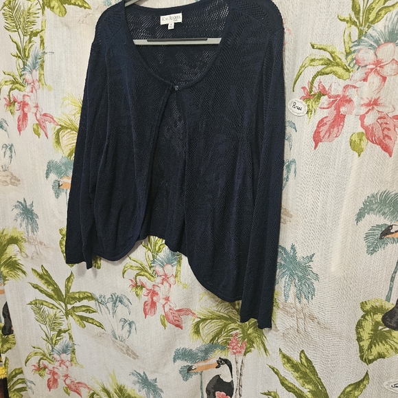 Kim Rogers curvy cardigan navy blue crocheted look NWT 1X - Picture 11 of 12